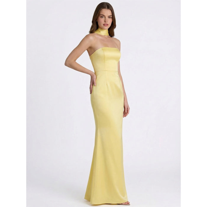 Strapless Satin Maxi Dress with Scarf