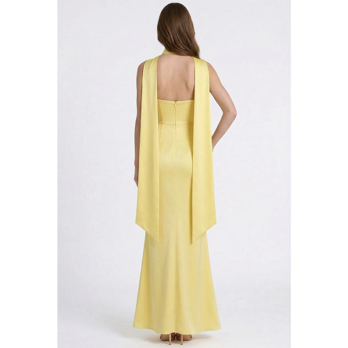 Strapless Satin Maxi Dress with Scarf