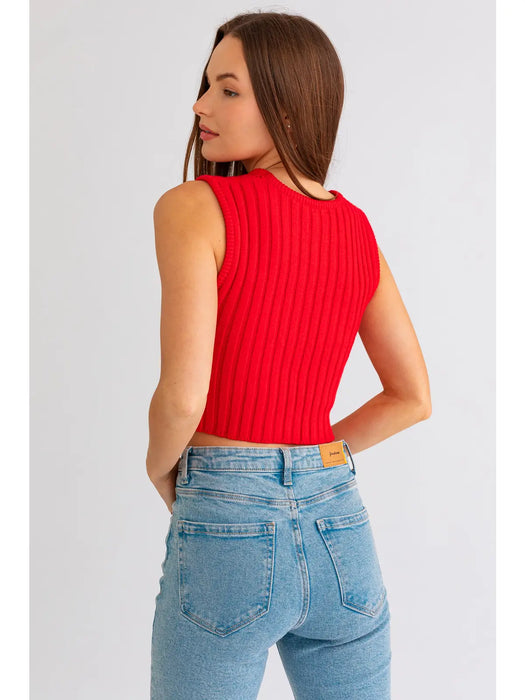 Scarf Hem Sleeveless Sweater Top