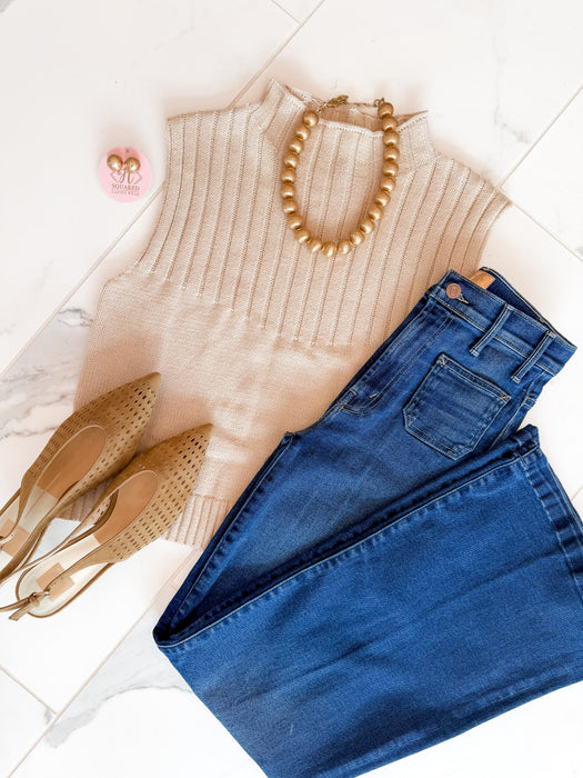 Mock Neck Sleeveless Knit Top