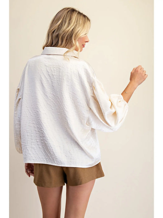 Satin Balloon Sleeve Blouse