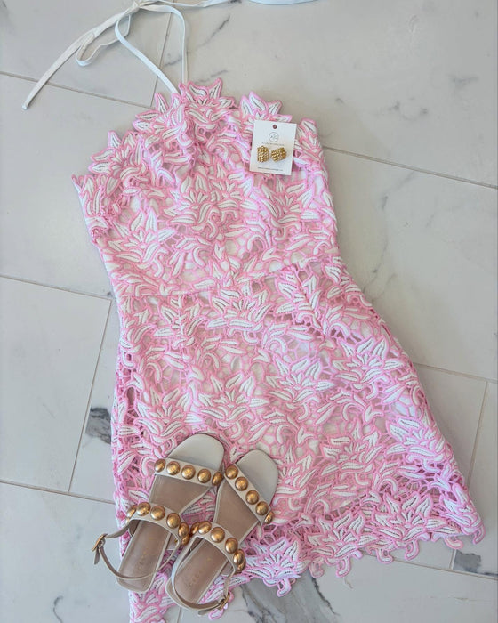 Lace Halter Mini Dress
