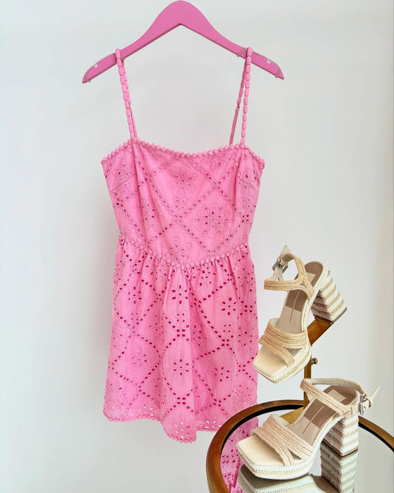 Diamond Tile Eyelet Mini Dress