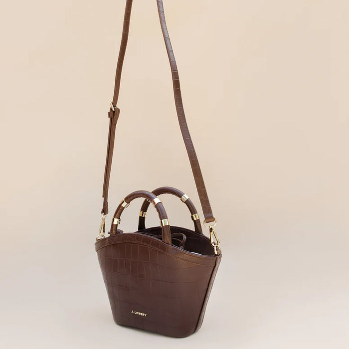 Mini Tote in Espresso Croc