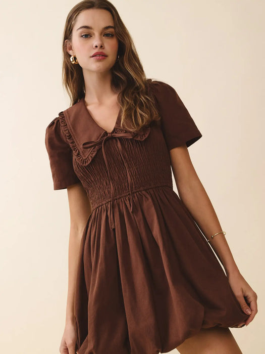Short Sleeve Bubble Hem Dress
