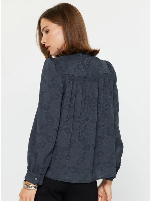 Animal Jacquard V Neck Blouse