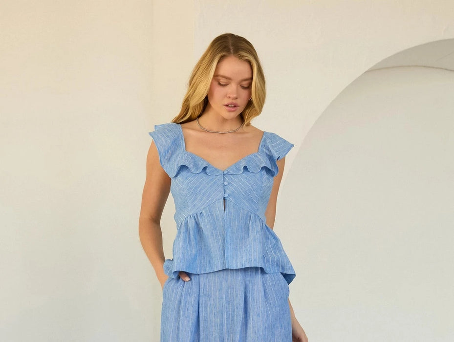 Lurex Stripe Peplum Top