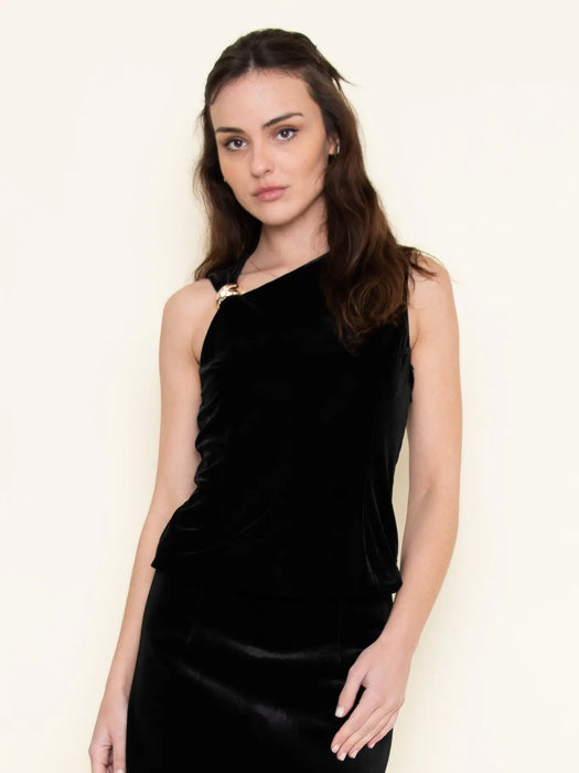 Velvet Top with Gold Hardware