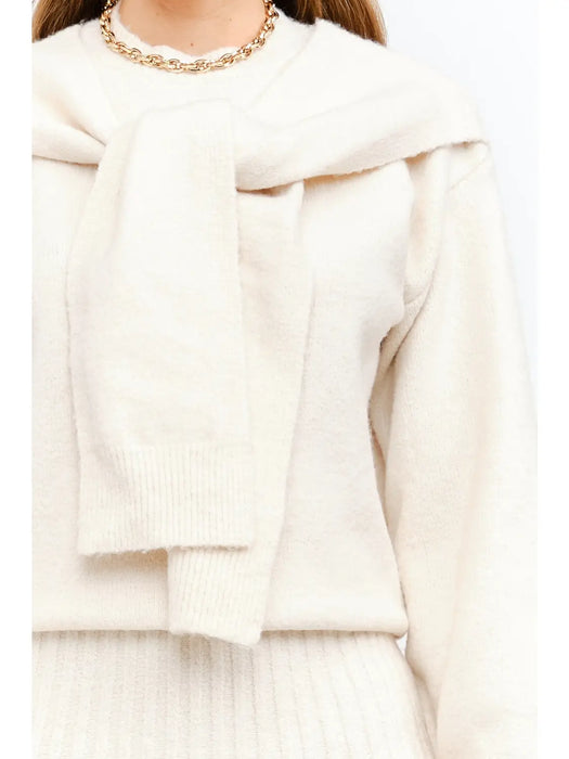 Shoulder Tie Pullover Sweater