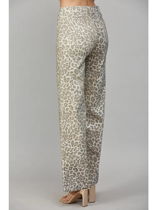 Metallic Leopard Wide Leg Pant