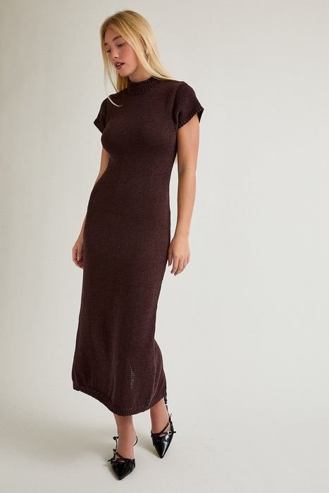 Round Neck Short Sleeve Sweater Dress