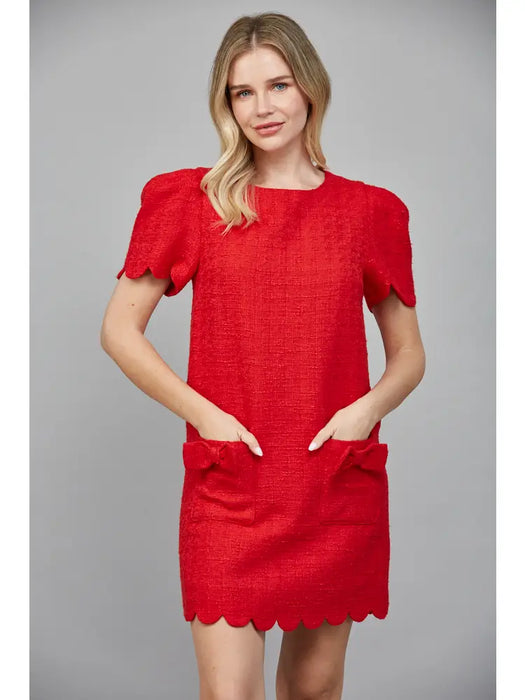 Scallop Tweed Dress
