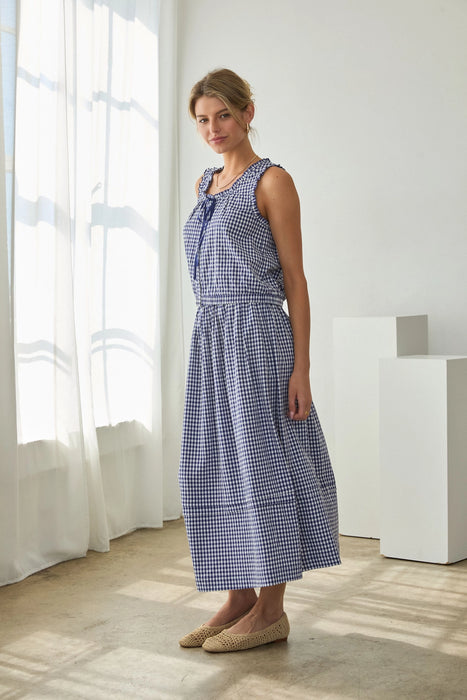 Gingham Front Button Tank