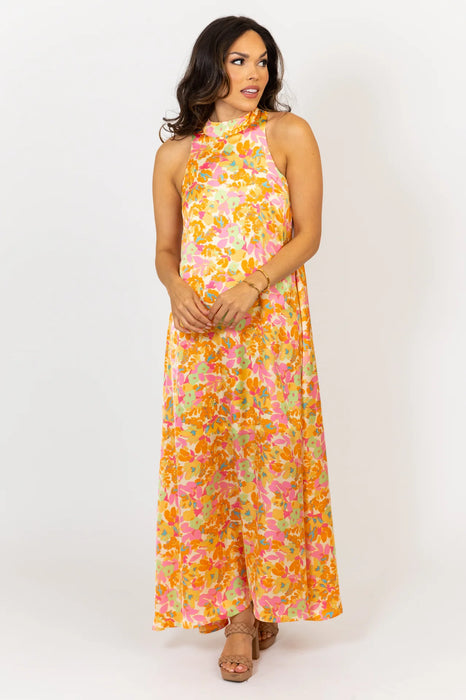 Floral Satin Halter Midi