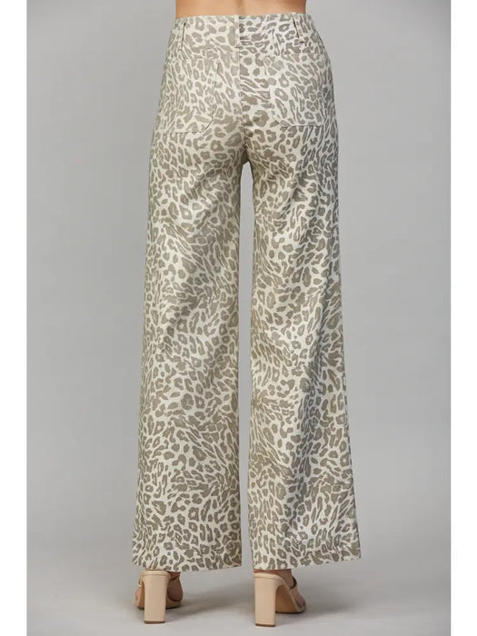 Metallic Leopard Wide Leg Pant