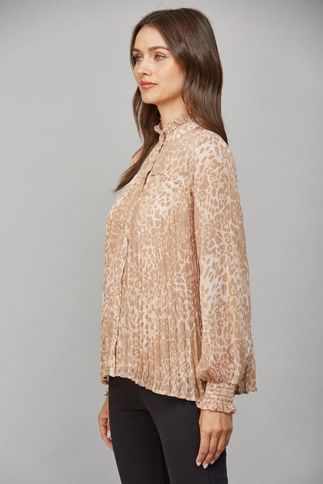 Animal Print Chiffon Lurex Blouse