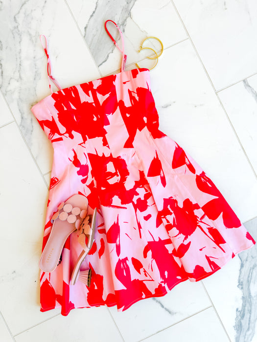 Flounced Floral Mini Dress