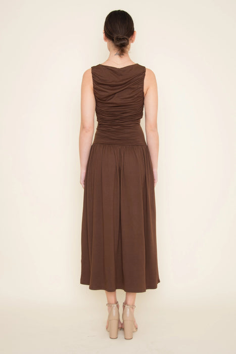 Shirred Jersey Knit Maxi Dress