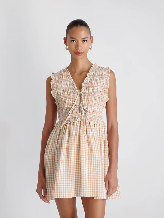 Rhodes Poplin Gingham Smocked Mini Dress