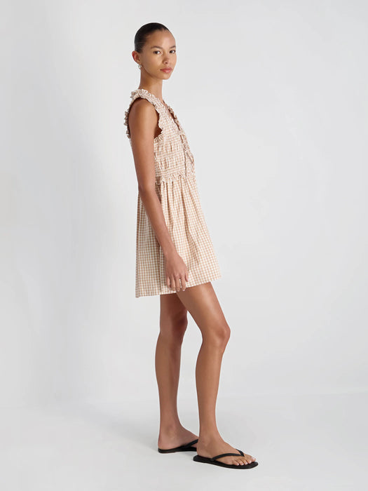 Rhodes Poplin Gingham Smocked Mini Dress