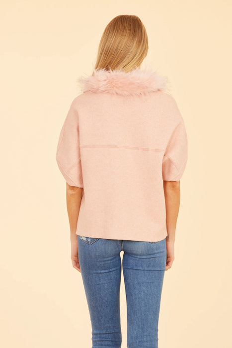Faux Fur Trim Cardigan