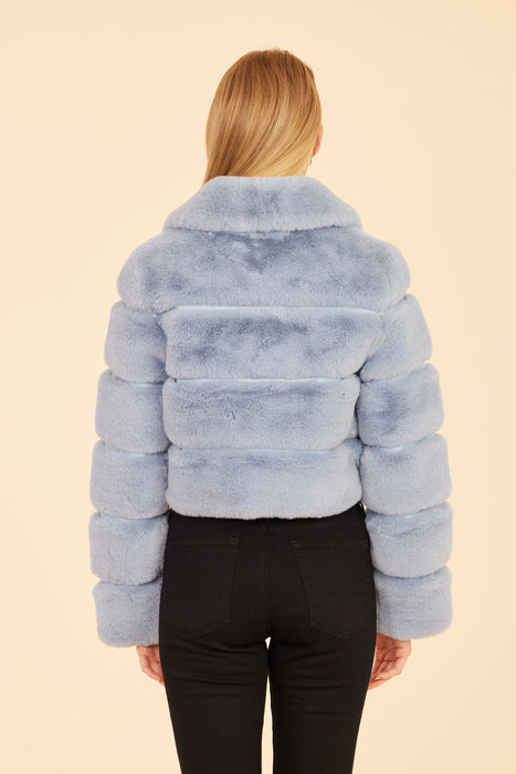 Paneled Faux Fur Cropped Jacket