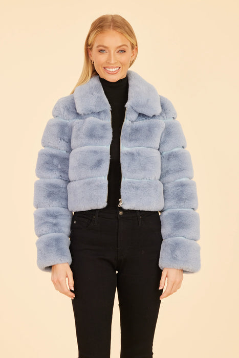 Paneled Faux Fur Cropped Jacket