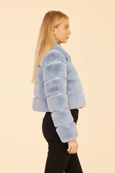Paneled Faux Fur Cropped Jacket