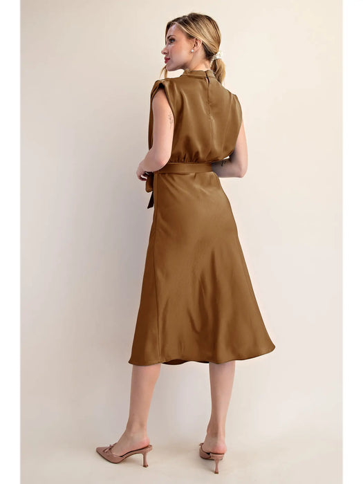 Cowl Neck Satin Midi