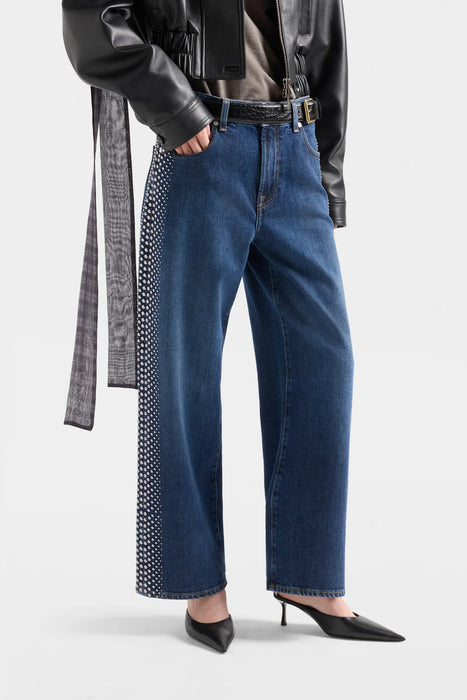 Stovepipe Straight Ankle Studded Jeans