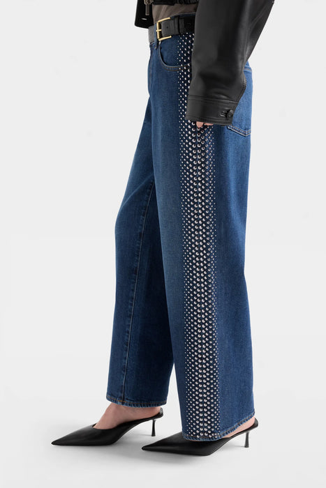 Stovepipe Straight Ankle Studded Jeans