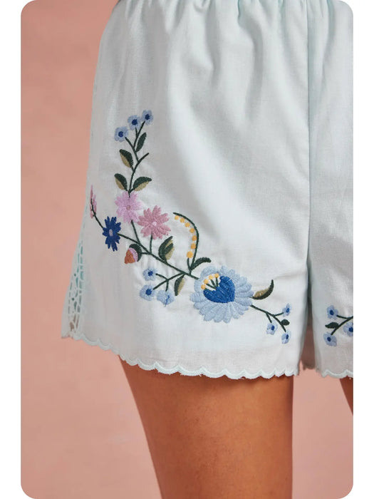 Multi Embroidery Lace Shorts