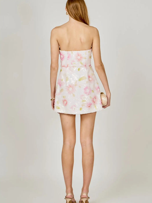 Floral Sequin Lace Mini Dress