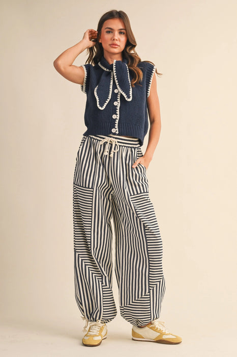 Tie Neck Stitch Sweater Vest