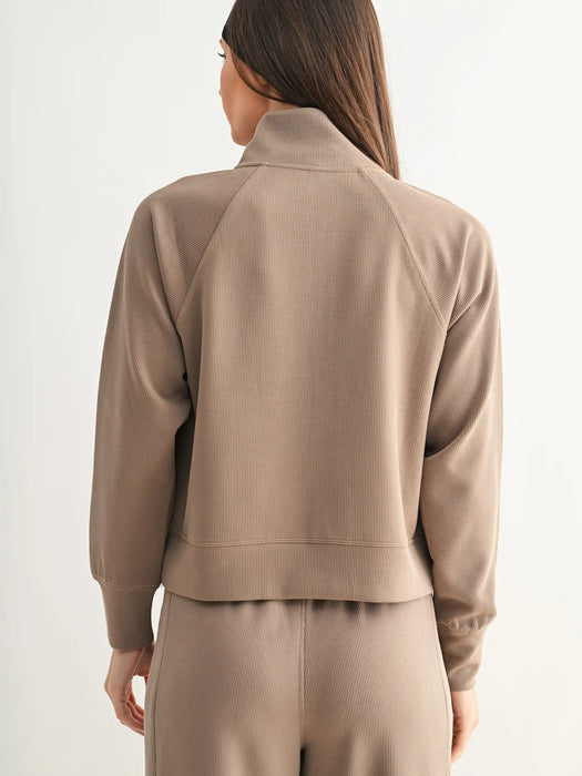 Luxe Sand Wash Rib 1/4 Zip Sweater
