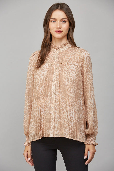 Animal Print Chiffon Lurex Blouse