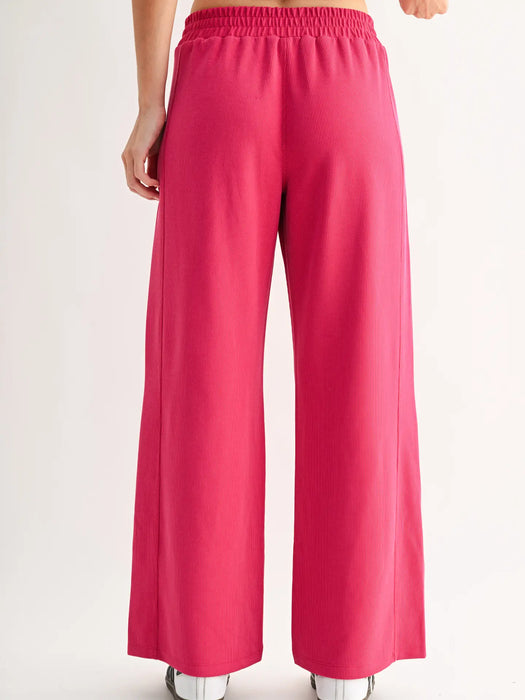 Luxe Sand Wash Rib Wide Leg Pants