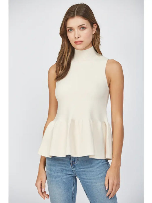 Mock Neck Peplum Sweater Tank