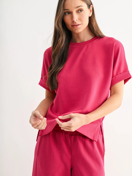 Luxe Sand Wash Rib Lounge Tee