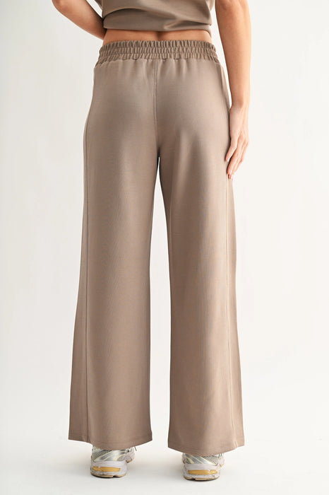 Luxe Sand Wash Rib Wide Leg Pants