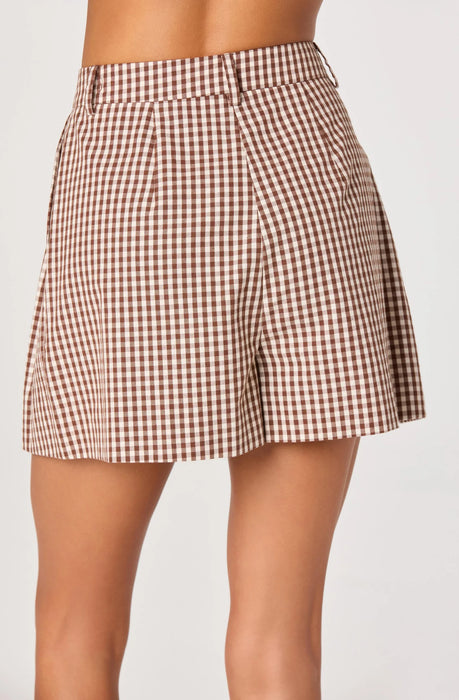 Preston Gingham Pleated High-Rise Shorts