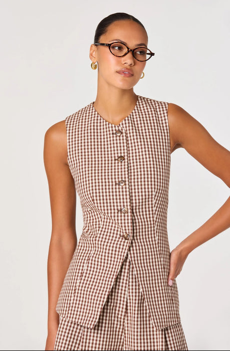 Karan Gingham Longline Vest