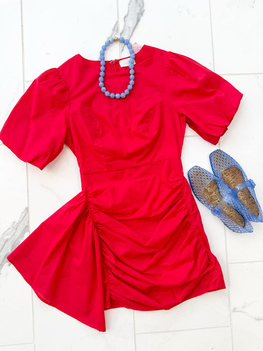 Puff Sleeve Ruched Dress