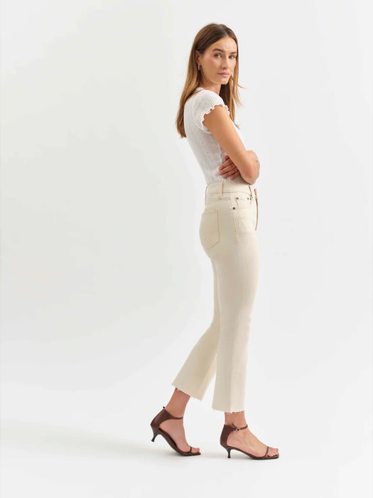 Shy Girl High Rise Crop Flare in Raw Cut