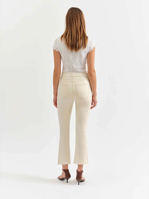 Shy Girl High Rise Crop Flare in Raw Cut