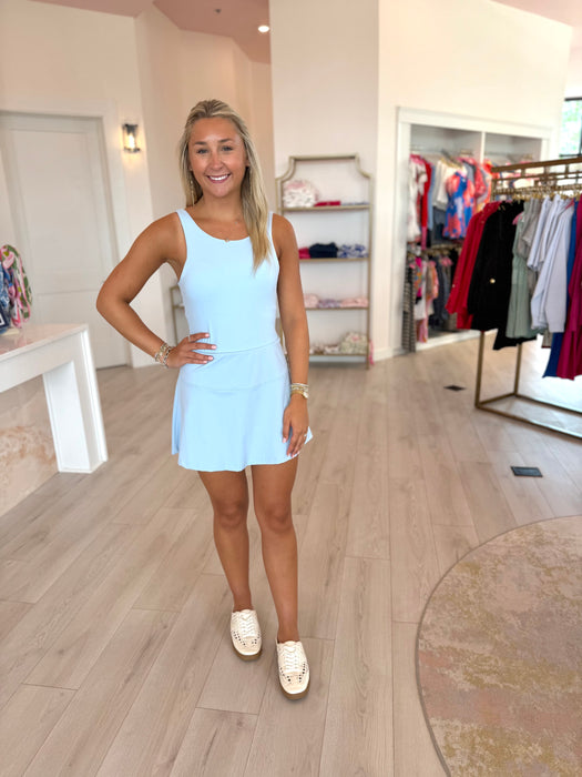 Solid Scallop V Back Kourt Dress