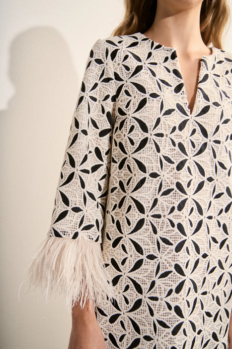 Crochet Feather Pointed Mini Dress
