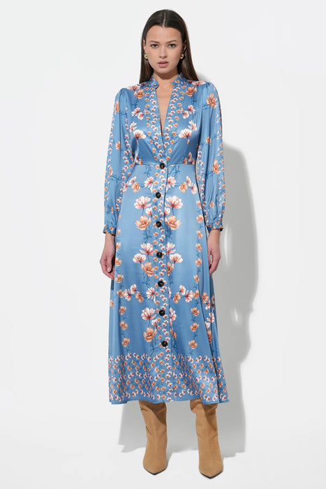 Jailyn Floral Button Front Midi Dress