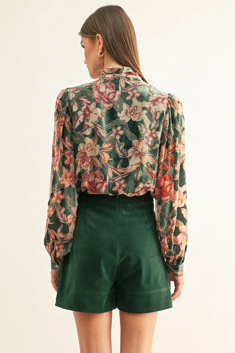 Scarlette Burnout Velvet Tied Neck Blouse
