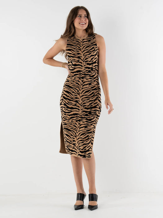 Simone Sweater Dress Tiger Jacquard